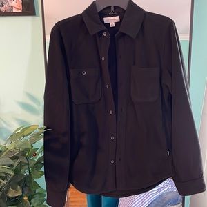 FREE ASSEMBLY Black‎ Fleece Shirt Jacket Button Up Size XS Recycled Polyester